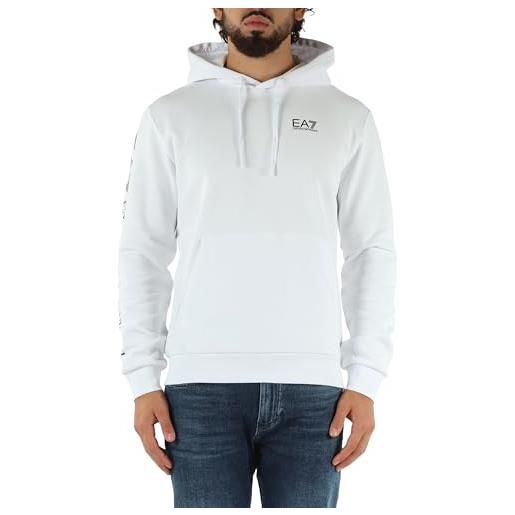 Emporio Armani ea7 felpa da uomo con cappuccio logo series in misto cotone felpato, 7m000570 (it, testo, s, regular, regular, white/black)