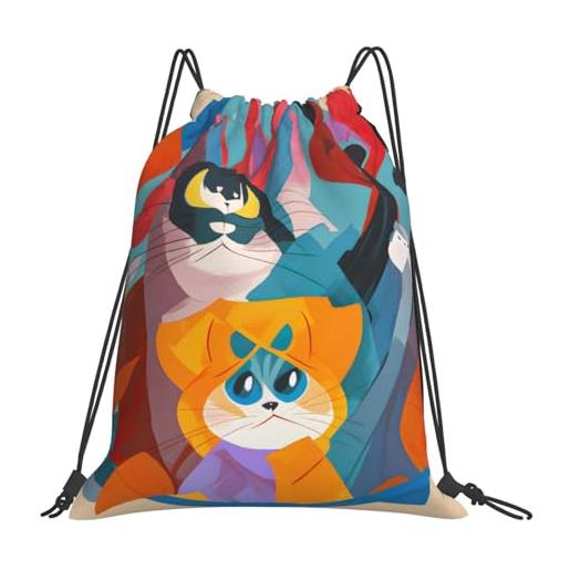 Generic borsa sportivasacca sportiva per escursionismo all'aperto yoga 36x42cm unisex moda borsa palestra lovely cartoon cats
