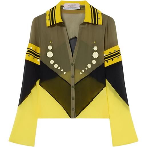 Off-White camicia con design color-block - giallo