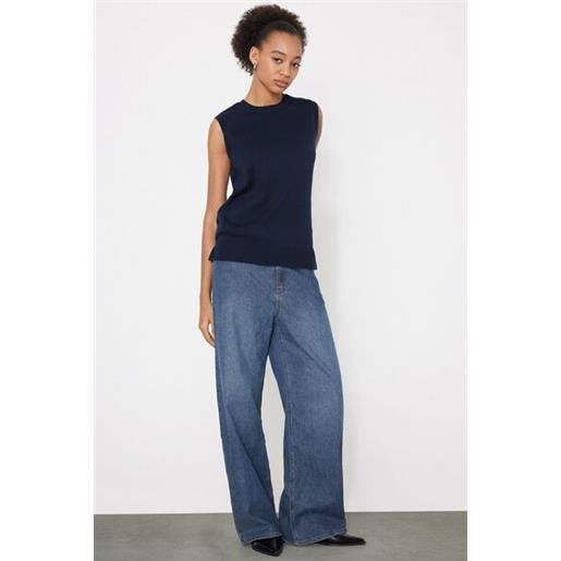 Tezenis gilet cotone e modal in maglia calata donna blu