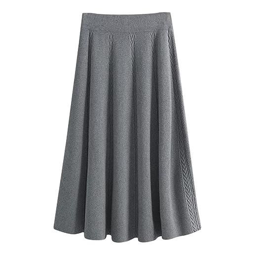 Generisch gonna plissettata da donna lunga invernale - gonna lunga da donna, tinta unita, linea ad a, gonna a matita, per il tempo libero, a vita alta, a maglia, elasticizzata, attillata, gonna a matita, 