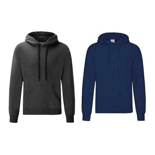 Fruit of the Loom - set di 2 felpe con cappuccio classiche da uomo, m l xl 2xl 3xl 4xl 5xl, in vari colori & hlkauf-block, m