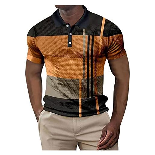 Fulidngzg polo uomo cotone casual golf polo manica corta traspiranti taglie forti estiva polo slim fit leggero risvolto t-shirt scollo v manica corta tshirt elegante slim fit
