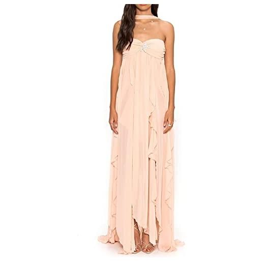 Vagbalena abito lungo senza spalline abito lungo senza spalline abito lungo aderente da donna abito aderente da festa senza spalline (rosa, s)