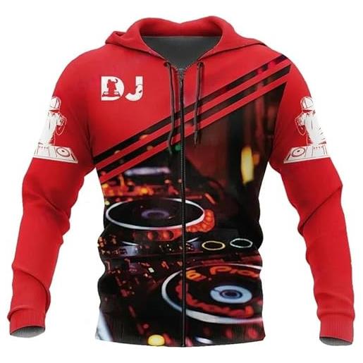 famesale disc jockey dj giradischi cuffie 3d stampato moda uomo donna felpa con cappuccio e zip unisex hip hop regalo per gli amanti dei dj