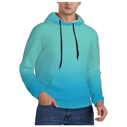 Buewutiry felpe con cappuccio da uomo - blu verde acqua turchese a maniche lunghe da uomo, nero , s