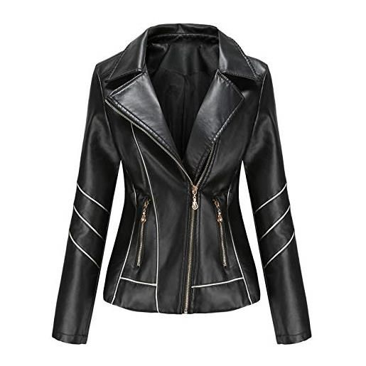 KHIRVWL giacca di pelle donna corta elegante giacca similpelle donna giubbino giacche ecopelle giacca biker jacket faux leather jacket giacca bikers finta pelle sintetica coat giacca con cerniera