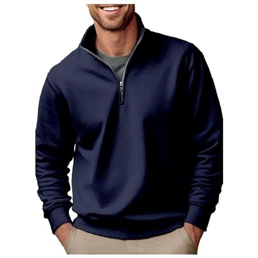 Generico felpa uomo senza cappuccio oversize firmate felpa collo alto con zip 1/4 leggera sweatshirt invernale lavoro pullover offerta basic lupetto manica lunga casual pesante maglia abbigliamento
