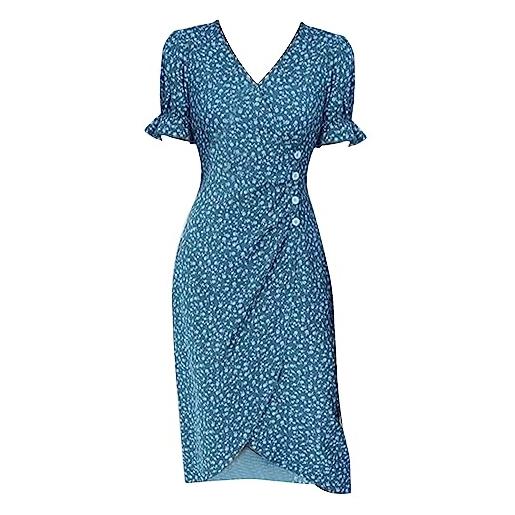Cocila abito corto scollo a v vestiti lungo estivo donna vestito estate donna sexy vestito donna manica corta abito damigella arancione abiti aderenti donna offerte natale lampo (bu1, xxxl)
