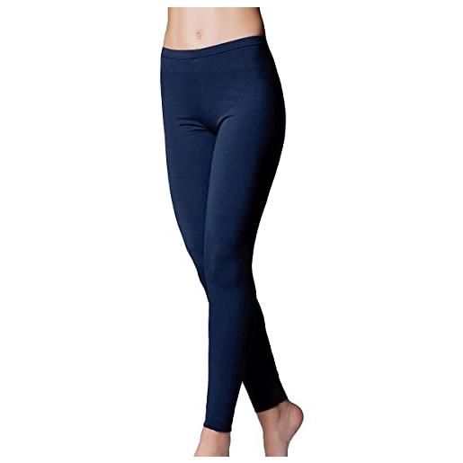 JADEA 2 pezzi leggings pantacollant donna 4367 caldo cotone felpato. Blu m