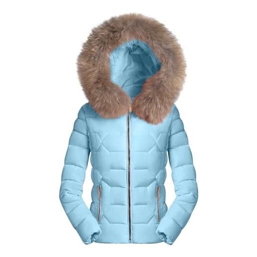 MJGkhiy piumino donna invernale curvy giubbino trapuntato caldo cappotto con zip elegante puffer jacket con pelliccia cappuccio autunnale comodo giacca antivento casual piumini imbottita taglie forti