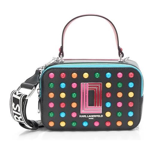 KARL LAGERFELD simone studded camera crossbody, cross body donna, multicolore, nero, one size