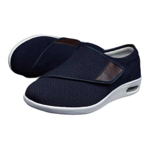 Nwarmsouth scarpetta per edema diabetico larga, i piedi gonfi anziani allentano le scarpe, scarpe da allattamento traspiranti con garza-44_ blu scuro, pantofole diabetiche in memory foam