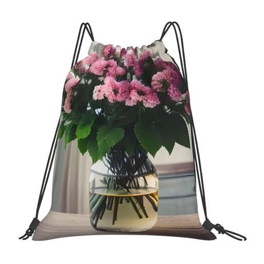 Generic borsa sportivasacca da palestra per vacanze campeggio uomo 36x42cm regolabile moda borsa palestra beauty flowers