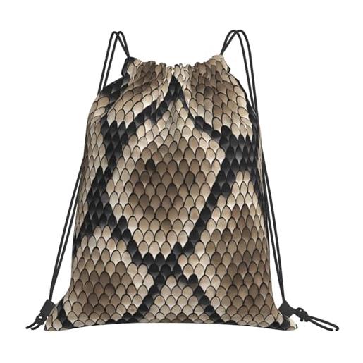 Generic borsa con coulissesacca con cordoncino per campeggio vita quotidiana donna 36x42cm unisex pieghevole borsa palestra classic snake skin