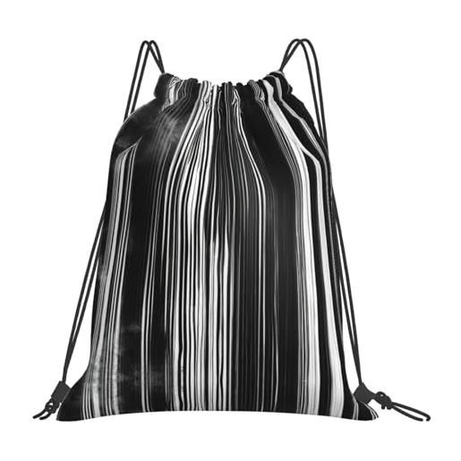 Generic borsa con cordoncinosacca con cordoncino per donna vita quotidiana campeggio 36x42cm regolabile pieghevole borsa palestra black and-white stripes