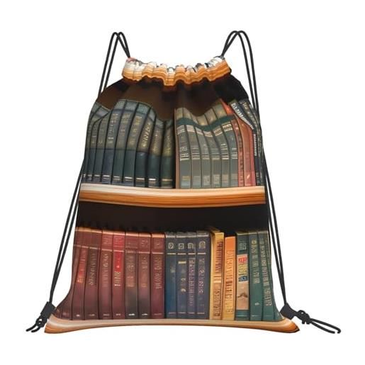 Generic borsa con coulissesacca con cordoncino per vacanze uomo campeggio 36x42cm unisex pieghevole borsa palestra library bookshelf