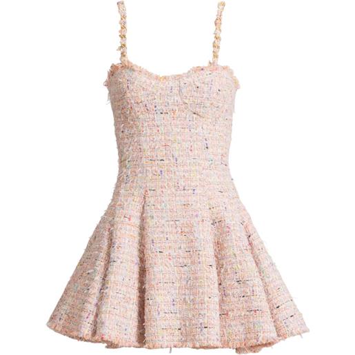 Balmain abito svasato in tweed - rosa