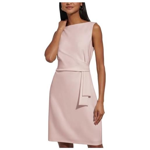 Tommy Hilfiger womens sleeveless bateau neck solid salon stretch dress, ballerina pink, 8