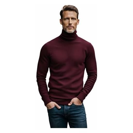 Saggio leable dolcevita 351 manica lunga in puro caldo cotone felpato internamente modello anallergico uomo made in italy bordeaux 6