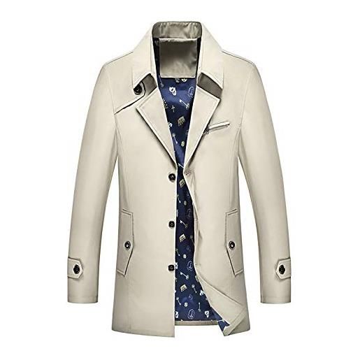 Cicilin - trench da uomo monopetto leggero a mezza lunghezza, sottile giacca a vento beige xxxl