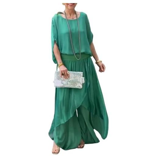 shownicer completo donna elegante tailleur 2 pezzi set completi di pantaloni da cerimonia due pezzi set taglia grande abbigliamento a azzurro xxl