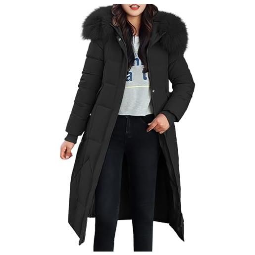 MJGkhiy piumino donna lungo con cappuccio invernale elegante parka con tasche leggero caldo cappotto trapuntato taglie forti antivento piumini con zip curvy giubbotto lunghe comodo giacca imbottita