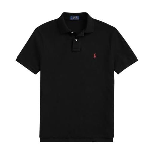 Ralph Lauren polo in piquet vestibilità aderente. , nero, l