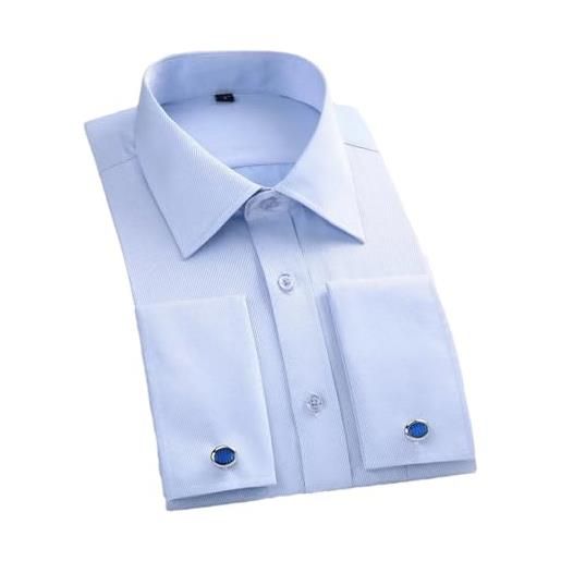 Mnjyihy camicia elegante da uomo camicia bianca a maniche lunghe formale con bottoni camicia con gemelli vestibilità regolare fs08 xl