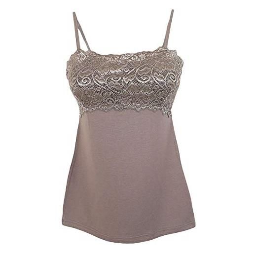 Tramonte sotto giacca top canottiera micro modal in pizzo spalla stretta fango (fango, 2-s)
