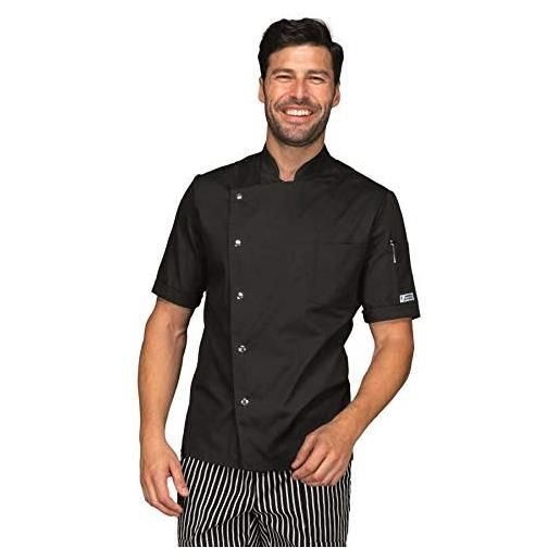 Isacco giacca cuoco belfast slim super dry light mezza manica nero