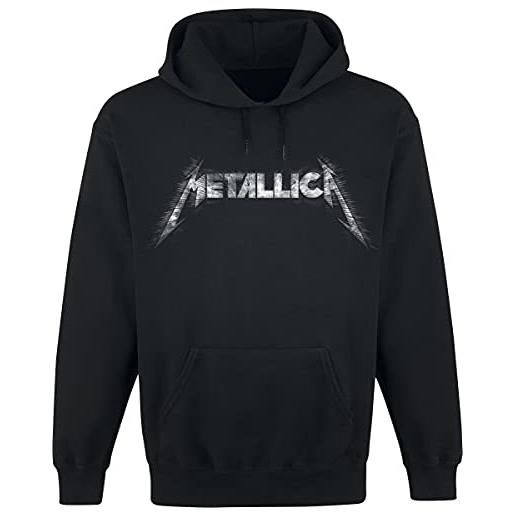 Metallica spiked logo uomo felpa con cappuccio nero l 80% cotone, 20% poliestere regular