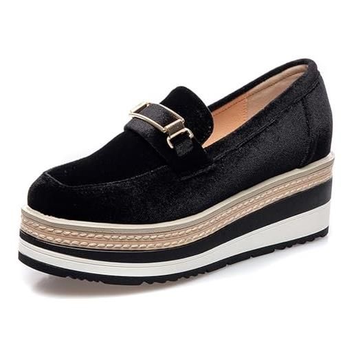 TOSOFT oxford da ufficio alla moda for donna comfort con tacco spesso mocassini con plateau scarpe da ginnastica con zeppa da passeggio scarpe eleganti (color: black1, size: 35)