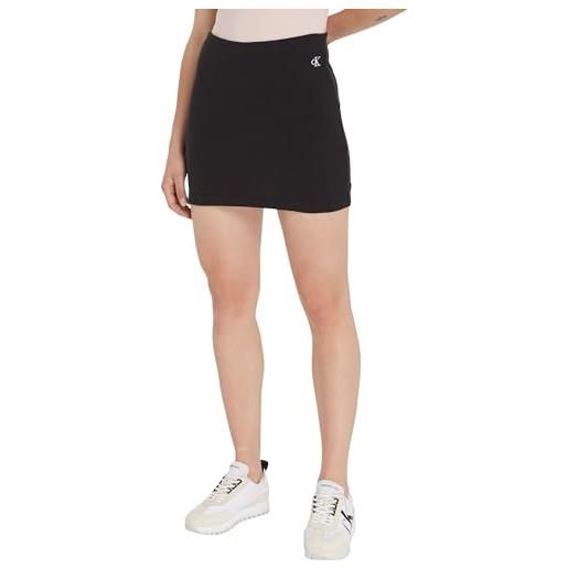 Calvin Klein jeans slub rib mini skirt, gonne aderenti donna, ck black, 