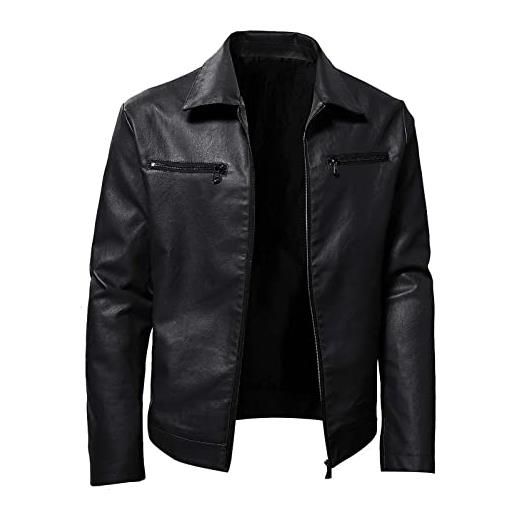 VPQILH giacca da uomo per le mezze stagioni, in pelle pu，uomo giacca bomber in ecopelle pu cappotto biker bomber cappotti corta slim fit