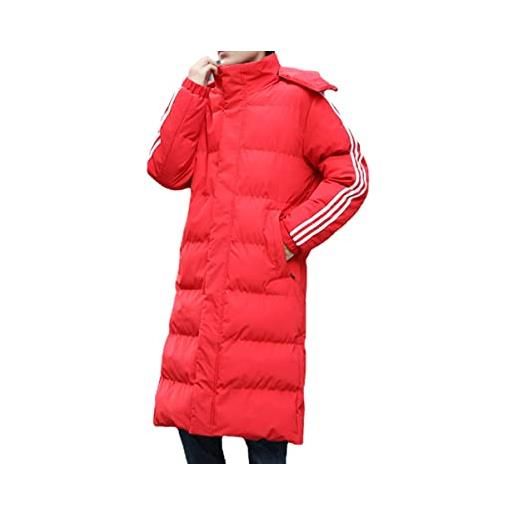 Vagbalena felpa invernale impermeabile antivento ispessito impermeabile impermeabile antivento lunga giacca con cappuccio lunga giacca puffy hoodie cappotto ispessito giacca neve (rosso, xxl)