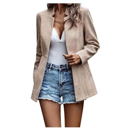LKRSEEF trench donna corto trench corto donna giacca primaverile elegante cappotto leggero beige pelliccia corta curvy blu spolverino primavera estate giubotto giubbino da comodo neoprene nero xs in pelle