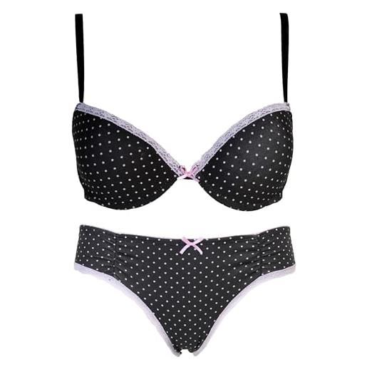 JADEA coordinato intimo donna completo reggiseno push-up e slip 4584 (nero, 2/s/42)
