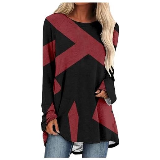 Uwdiohq offerte outlet camicette da donna in cotone a maniche lunghe con tasche larghe e casual abiti eleganti taglie forti maglietta schiena scoperta t-shirt rossa bambina ma t shirt offerta donna