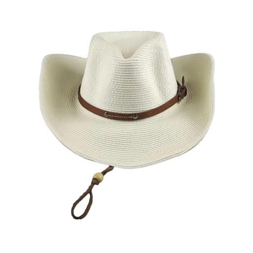 Generic cappello di paglia panama da donna, a tesa larga, estivo, casual, alla moda, bianco, l 59-60cm