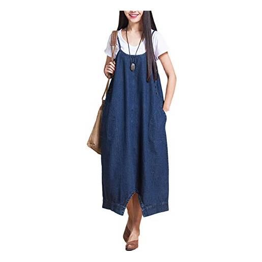 GUOCU donna elegante estiva tuta in jeans salopette jeans pantaloni larghi harem sciolto boyfriend jumpsuit denim abito gonna salopette casual vestito salopette di denim abito di jeans bavaglino l