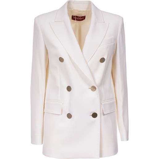 MAX MARA STUDIO blazer in crepe satin di lana MAX MARA STUDIO 010 bianco donna