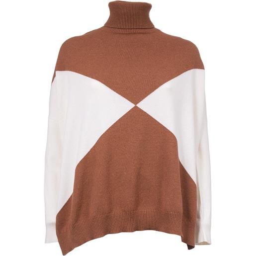 LE TRICOT PERUGIA maglia collo alto LE TRICOT PERUGIA 9515 bruciato-bianco donna