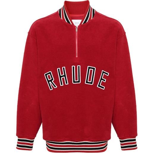 RHUDE felpa varsity con mezza zip - rosso