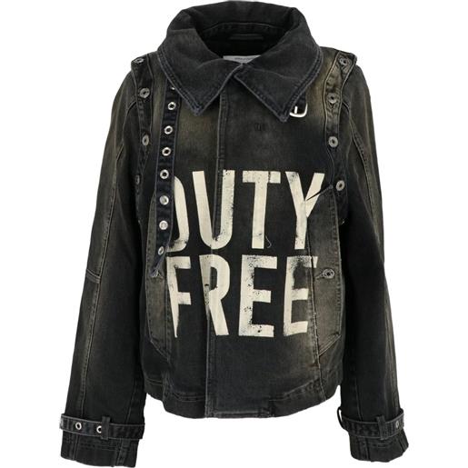 Off-White giacca denim con stampa grafica - nero