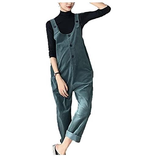 each women salopette casual premaman salopette casual in velluto a coste con bottoni frontali decorazione