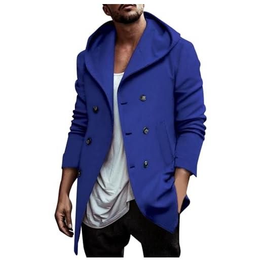 Beokeuioe giacche da mezza stagione leggere cardigan lungo primavera cappotto da uomo cardigan giacca con cappuccio giacca da uomo casual elegante giacca a vento maglione doppio petto trench, nero , 