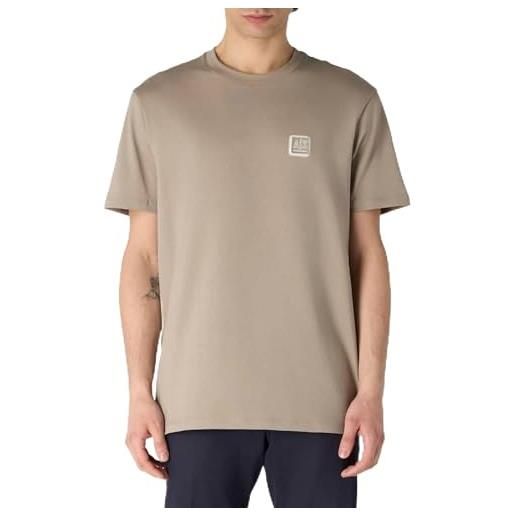 Armani Exchange maglietta da uomo utility edge, sustainable, eco-leather logo patch, anacardi arrostiti, s