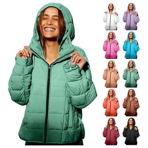 Gyaimxfu piumino 100 grammi donna, caldo cappotto con cappuccio in pelliccia elegante curvy giubbotto trapuntato invernali cappotto ultraleggero con zip comodo giacca antivento