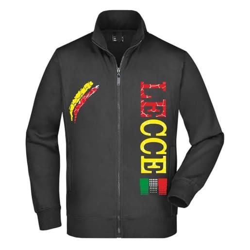 Vestin felpa unisex full zip - città di lecce - super vestibilità top qualità (it, testo, l, regular, regular, nero)